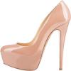 imageFSJ Women Extreme High Stiletto Heels Platform Pumps Slip On Pointed Toe Sexy Dress Shoe US Size 415 MNude