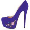 imageFSJ Women Extreme High Stiletto Heels Platform Pumps Slip On Pointed Toe Sexy Dress Shoe US Size 415 MPurple Floral