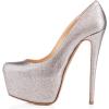 imageFSJ Women Extreme High Stiletto Heels Platform Pumps Slip On Pointed Toe Sexy Dress Shoe US Size 415 MSilver
