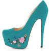 imageFSJ Women Extreme High Stiletto Heels Platform Pumps Slip On Pointed Toe Sexy Dress Shoe US Size 415 MTurquoise Floral