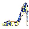 imageFSJ Women Formal Pointed Toe Dress Shoes DOrsay High Heels Sexy Stiletto Formal Pumps Size 415 USBlue Flora