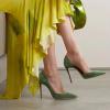 imageFSJ Women Formal Pointed Toe Dress Shoes DOrsay High Heels Sexy Stiletto Formal Pumps Size 415 USGreen Suede
