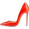 imageFSJ Women Formal Pointed Toe Dress Shoes DOrsay High Heels Sexy Stiletto Formal Pumps Size 415 USOrange Red