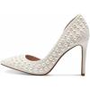 imageFSJ Women Formal Pointed Toe Dress Shoes DOrsay High Heels Sexy Stiletto Formal Pumps Size 415 USWhite Pearls