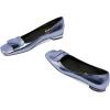 imageFSJ Women Glossy Metal Decoration Square Toe Flats Low Heel Slip On Comfy Vacation Walking Ladies Pumps Shoes Size 415 USCornflower Blue