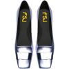 imageFSJ Women Glossy Metal Decoration Square Toe Flats Low Heel Slip On Comfy Vacation Walking Ladies Pumps Shoes Size 415 USCornflower Blue