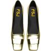 imageFSJ Women Glossy Metal Decoration Square Toe Flats Low Heel Slip On Comfy Vacation Walking Ladies Pumps Shoes Size 415 USGold