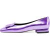 imageFSJ Women Glossy Metal Decoration Square Toe Flats Low Heel Slip On Comfy Vacation Walking Ladies Pumps Shoes Size 415 USOrchid