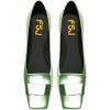 imageFSJ Women Glossy Metal Decoration Square Toe Flats Low Heel Slip On Comfy Vacation Walking Ladies Pumps Shoes Size 415 USPale Green