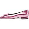 imageFSJ Women Glossy Metal Decoration Square Toe Flats Low Heel Slip On Comfy Vacation Walking Ladies Pumps Shoes Size 415 USPink