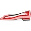 imageFSJ Women Glossy Metal Decoration Square Toe Flats Low Heel Slip On Comfy Vacation Walking Ladies Pumps Shoes Size 415 USRed