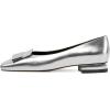 imageFSJ Women Glossy Metal Decoration Square Toe Flats Low Heel Slip On Comfy Vacation Walking Ladies Pumps Shoes Size 415 USSilver