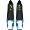imageFSJ Women Glossy Metal Decoration Square Toe Flats Low Heel Slip On Comfy Vacation Walking Ladies Pumps Shoes Size 415 USSky Blue