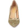 imageFSJ Women Gorgeous Crystal Chunky Low Heel Pump Comfy Slip on Pointed Toe Glitter Dress Party Shoe Size 415 USGold Glitter