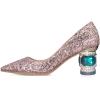 imageFSJ Women Gorgeous Crystal Chunky Low Heel Pump Comfy Slip on Pointed Toe Glitter Dress Party Shoe Size 415 USPink