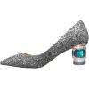 imageFSJ Women Gorgeous Crystal Chunky Low Heel Pump Comfy Slip on Pointed Toe Glitter Dress Party Shoe Size 415 USSilver