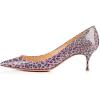 imageFSJ Women Sexy Pumps Leopard Snake Prints Shoes Kitten Low Heels Pointed Toe Size 415 M USPurpleleopard