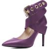 imageFSJ Women Classic Pointed Toe Stiletto High Heel Cross Strap Pumps Ankle Strap Buckle Evening Dress Shoes Size 415 USPurple