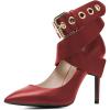 imageFSJ Women Classic Pointed Toe Stiletto High Heel Cross Strap Pumps Ankle Strap Buckle Evening Dress Shoes Size 415 USRed