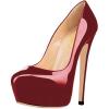 imageFSJ Women Extreme High Stiletto Heels Platform Pumps Slip On Pointed Toe Sexy Dress Shoe US Size 415 MWine Red