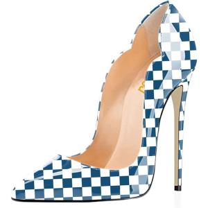 imageFSJ Women Classic Pointed Toe Stiletto High Heels Pumps Starry Slip On Lady Casual Dress Party Shoes Size 415 USBlue
