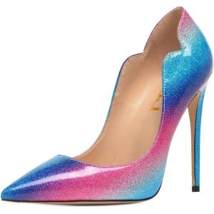 imageFSJ Women Classic Pointed Toe Stiletto High Heels Pumps Starry Slip On Lady Casual Dress Party Shoes Size 415 USColorful2