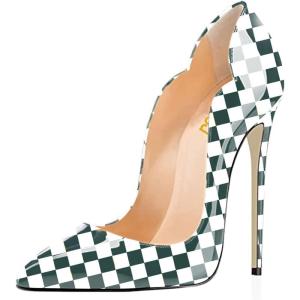 imageFSJ Women Classic Pointed Toe Stiletto High Heels Pumps Starry Slip On Lady Casual Dress Party Shoes Size 415 USGreen