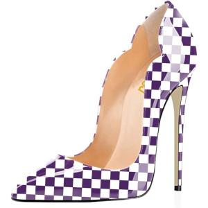 imageFSJ Women Classic Pointed Toe Stiletto High Heels Pumps Starry Slip On Lady Casual Dress Party Shoes Size 415 USPurple