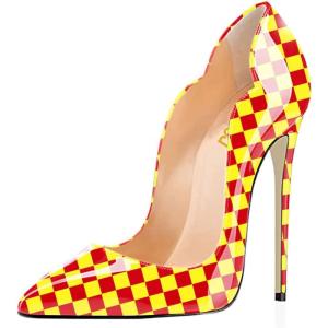 imageFSJ Women Classic Pointed Toe Stiletto High Heels Pumps Starry Slip On Lady Casual Dress Party Shoes Size 415 USYellow