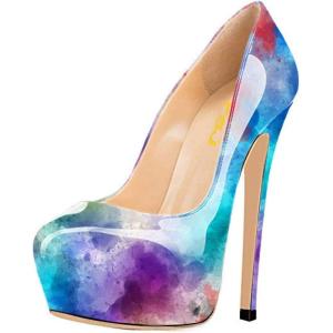 imageFSJ Women Extreme High Stiletto Heels Platform Pumps Slip On Pointed Toe Sexy Dress Shoe US Size 415 MDye
