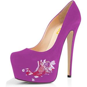 imageFSJ Women Extreme High Stiletto Heels Platform Pumps Slip On Pointed Toe Sexy Dress Shoe US Size 415 MMagenta Fish
