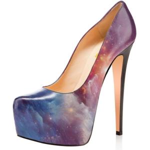 imageFSJ Women Extreme High Stiletto Heels Platform Pumps Slip On Pointed Toe Sexy Dress Shoe US Size 415 MNebula