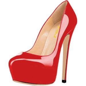 imageFSJ Women Extreme High Stiletto Heels Platform Pumps Slip On Pointed Toe Sexy Dress Shoe US Size 415 MRed Patent