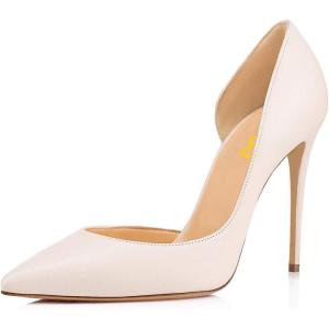 imageFSJ Women Formal Pointed Toe Dress Shoes DOrsay High Heels Sexy Stiletto Formal Pumps Size 415 USBeige