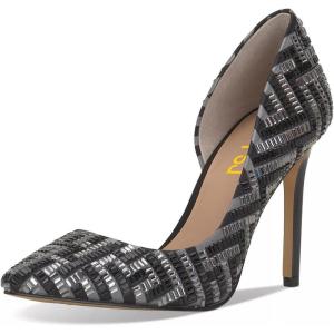 imageFSJ Women Formal Pointed Toe Dress Shoes DOrsay High Heels Sexy Stiletto Formal Pumps Size 415 USBlack Grey Crystals