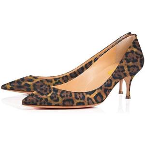imageFSJ Women Sexy Pumps Leopard Snake Prints Shoes Kitten Low Heels Pointed Toe Size 415 M USClassicleopard