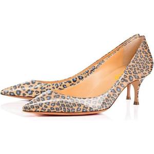 imageFSJ Women Sexy Pumps Leopard Snake Prints Shoes Kitten Low Heels Pointed Toe Size 415 M USLightbrownleopard