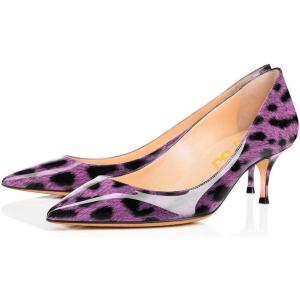 imageFSJ Women Sexy Pumps Leopard Snake Prints Shoes Kitten Low Heels Pointed Toe Size 415 M USPurple