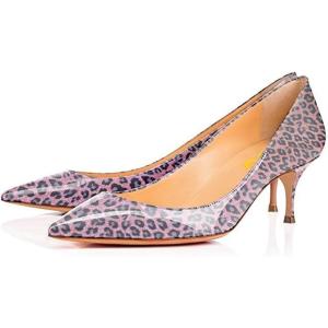 imageFSJ Women Sexy Pumps Leopard Snake Prints Shoes Kitten Low Heels Pointed Toe Size 415 M USPurpleleopard