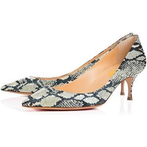 imageFSJ Women Sexy Pumps Leopard Snake Prints Shoes Kitten Low Heels Pointed Toe Size 415 M USSnake