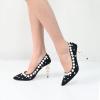 imageFSJ Slip On Pearls Beaded High Heels Slip On Pumps Pointed Toe Mirror Effect Shiny Party Dress Club Shoes for Women Pearls 415 USBlackpearls