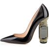 imageFSJ Women Bridal Pointed Toe Chunky Block High Heel Crystal Pumps Slip on Wedding Thick Comfort Evening Dress Shoes Size 415 USBlack Patent