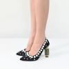 imageFSJ Women Bridal Pointed Toe Chunky Block High Heel Crystal Pumps Slip on Wedding Thick Comfort Evening Dress Shoes Size 415 USBlack Pearls