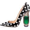 imageFSJ Women Bridal Pointed Toe Chunky Block High Heel Crystal Pumps Slip on Wedding Thick Comfort Evening Dress Shoes Size 415 USBlack Polka Dots