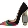imageFSJ Women Bridal Pointed Toe Chunky Block High Heel Crystal Pumps Slip on Wedding Thick Comfort Evening Dress Shoes Size 415 USBlackrainbow