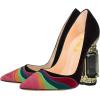 imageFSJ Women Bridal Pointed Toe Chunky Block High Heel Crystal Pumps Slip on Wedding Thick Comfort Evening Dress Shoes Size 415 USBlackrainbow