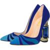 imageFSJ Women Bridal Pointed Toe Chunky Block High Heel Crystal Pumps Slip on Wedding Thick Comfort Evening Dress Shoes Size 415 USBluerainbow