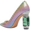 imageFSJ Women Bridal Pointed Toe Chunky Block High Heel Crystal Pumps Slip on Wedding Thick Comfort Evening Dress Shoes Size 415 USColorful Rivets