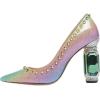 imageFSJ Women Bridal Pointed Toe Chunky Block High Heel Crystal Pumps Slip on Wedding Thick Comfort Evening Dress Shoes Size 415 USColorful Rivets