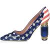 imageFSJ Women Bridal Pointed Toe Chunky Block High Heel Crystal Pumps Slip on Wedding Thick Comfort Evening Dress Shoes Size 415 USFlag